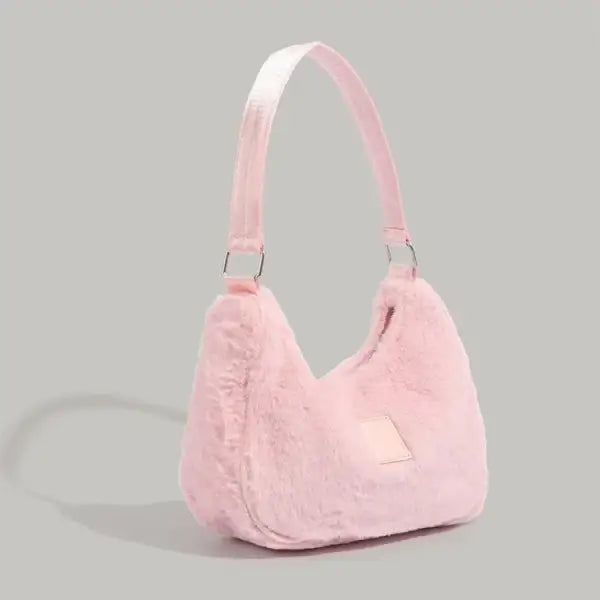 2024 New Autumn/Winter Plush Underarm Bag Korean Style Versatile Handbag Polyester Fiber Soft Single Shoulder Bag