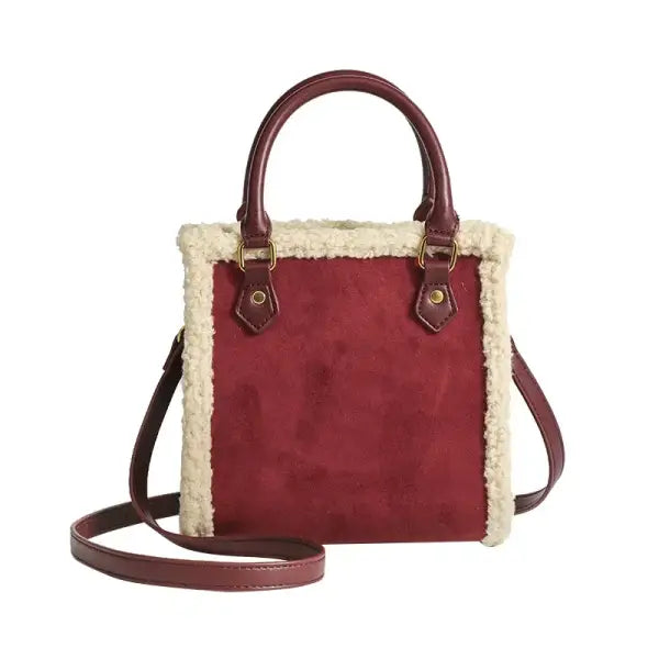 2024 New Trendy Lamb Wool Women’s Shoulder Bag Large Plush Handbag Niche Design Handbag Polyester Fiber Lining Hip Hop
