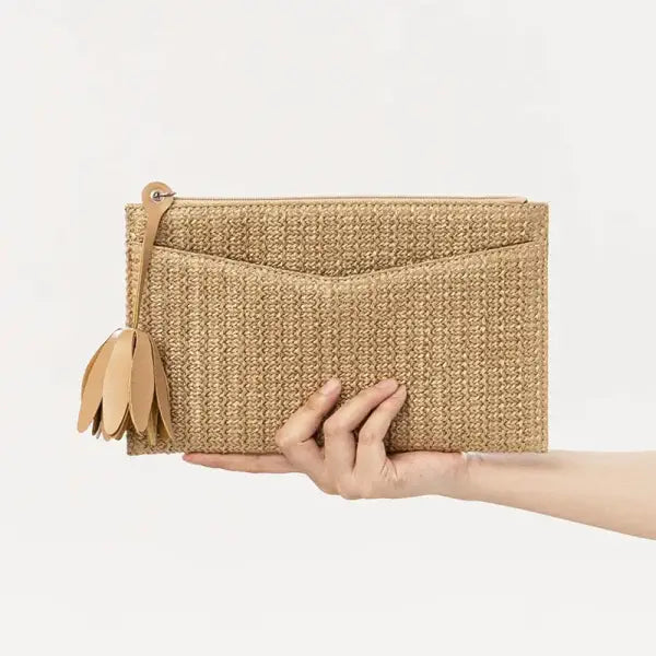3pcs Clutch Bags Summer Women Straw Holiday Large Capacity Cross Travel Bag - Khaki / M