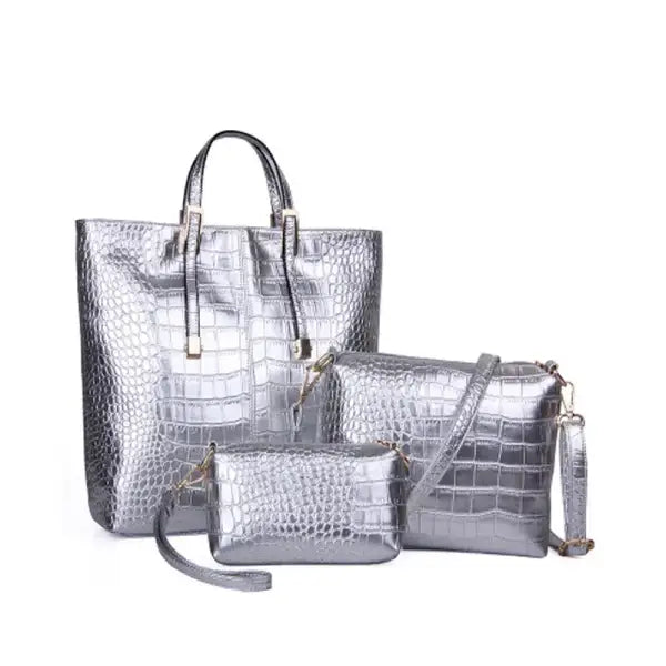 3Pcs Women Bag 2022 Trend Large Capacity Shoulder Bag For Women Fashion Luxury Gold Crocodile Leather Handbag Lady Big