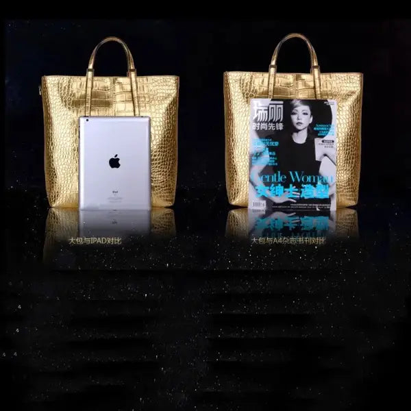 3Pcs Women Bag 2022 Trend Large Capacity Shoulder Bag For Women Fashion Luxury Gold Crocodile Leather Handbag Lady Big