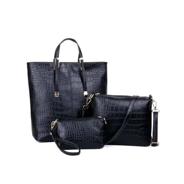 3Pcs Women Bag 2022 Trend Large Capacity Shoulder Bag For Women Fashion Luxury Gold Crocodile Leather Handbag Lady Big