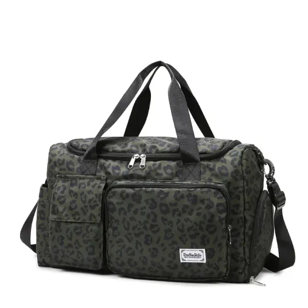 Sac week end élégant spacieux motif léopard - Vert