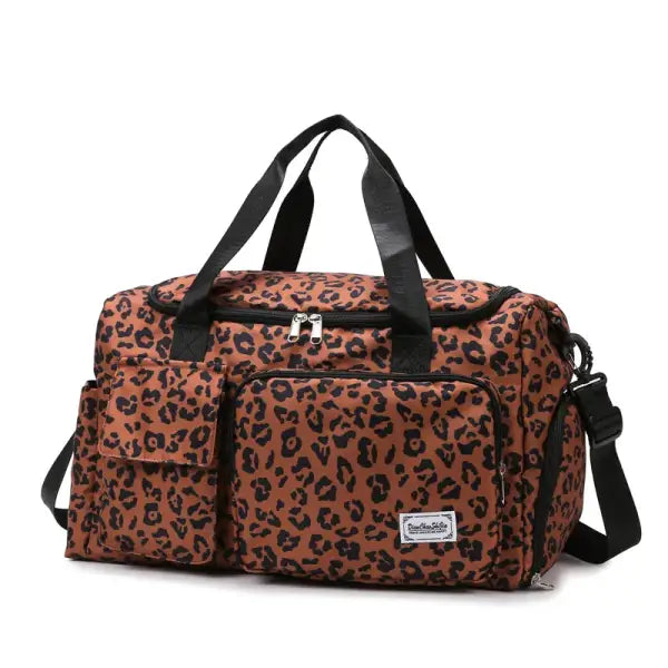 Sac week end élégant spacieux motif léopard - Marron