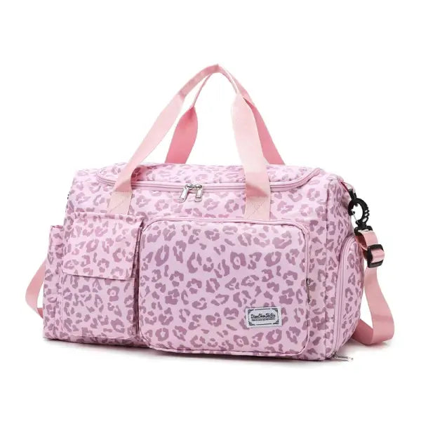 Sac week end élégant spacieux motif léopard - Rose