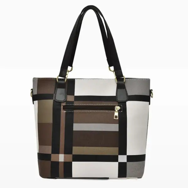 Fashion Luxury Women Large Capacity 6 in1 Shoulder Bag PU Leather Female Plaid Color 6 Pcs Set Retro Tote Handbag
