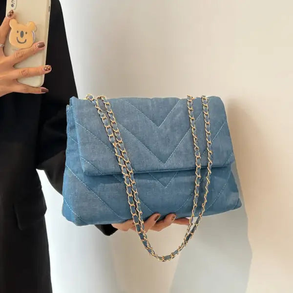 Handbag Woman Fashion Luxury Denim Blue Shoulder Bag Briefcase Messenger Bags Large Capacity Work Study Street Tote Bag