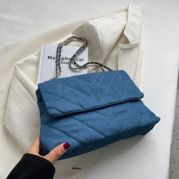 Handbag Woman Fashion Luxury Denim Blue Shoulder Bag Briefcase Messenger Bags Large Capacity Work Study Street Tote Bag