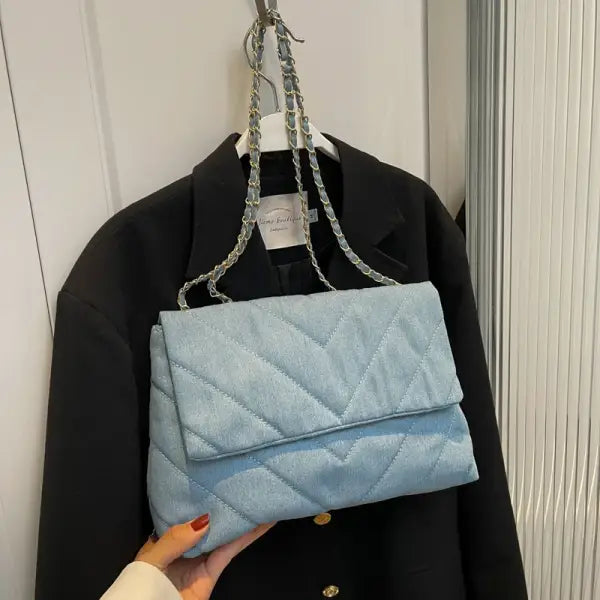 Handbag Woman Fashion Luxury Denim Blue Shoulder Bag Briefcase Messenger Bags Large Capacity Work Study Street Tote Bag