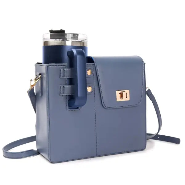 Popular outdoor portable large thermos bottle cap water cup storage bag one shoulder tilt span water cup bag - C