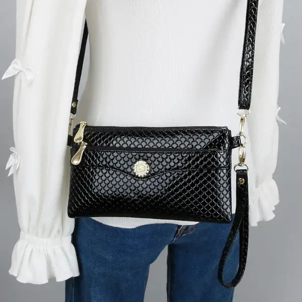 PU Crocodile Pattern Shoulder Bag Fashion Crossbody Bag for Women Small Girl Small Square Phone Bag Hardware Smooth