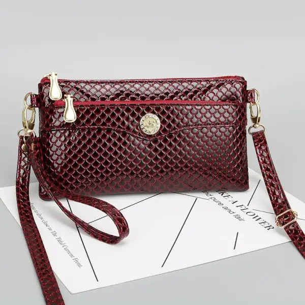 PU Crocodile Pattern Shoulder Bag Fashion Crossbody Bag for Women Small Girl Small Square Phone Bag Hardware Smooth