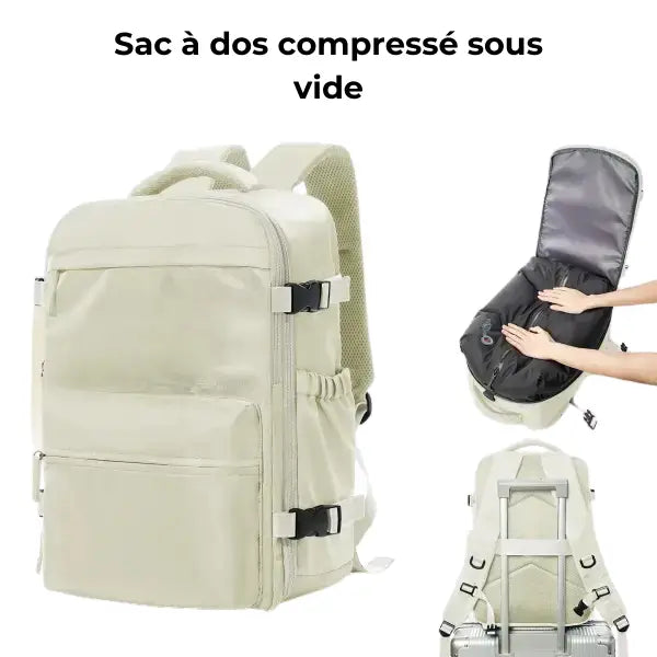 Sac à dos de voyage unisexe en tissu 35L - Beige