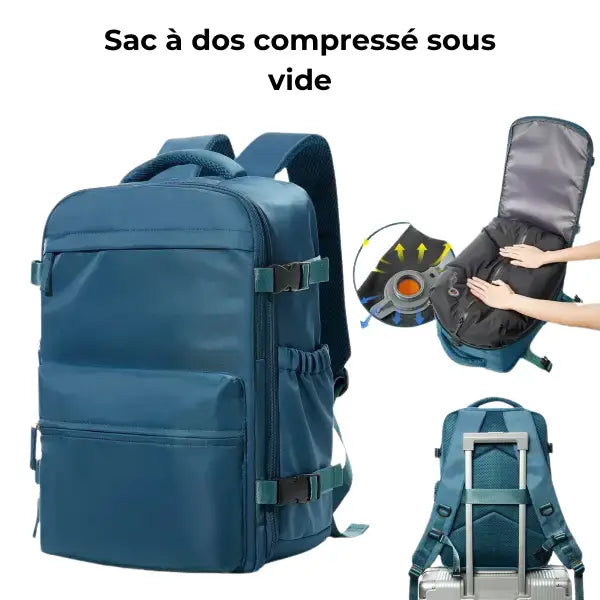 Sac à dos de voyage unisexe en tissu 35L - Bleu paon
