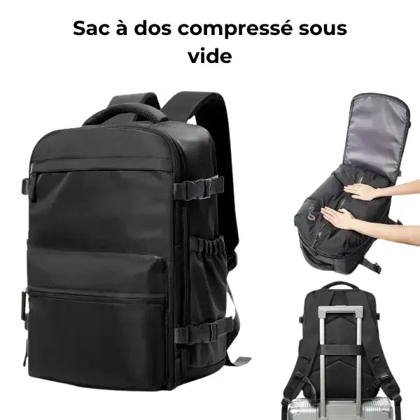 Sac à dos de voyage unisexe en tissu 35L - Noir