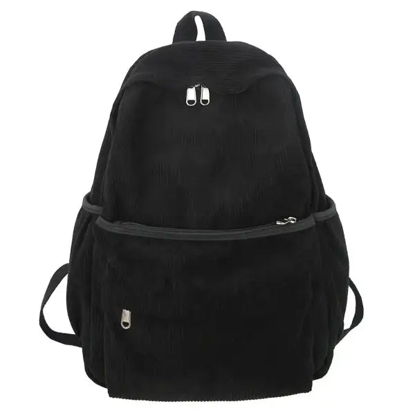 Sac à dos unisexe velours côtelé 48 x 31 x 13 cm - Noir