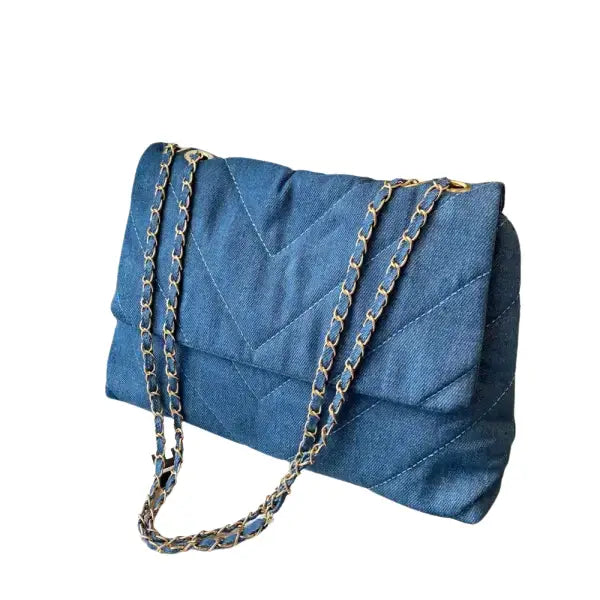 Sac bandoulière denim bleu femme travail grande capacité fashion