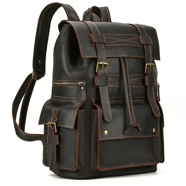 2023 New Arrivals Leather Backpack For Men Male Genuine Leather Laptop Travel Backpack 17 Inch Daypack Shoold Bag Men
