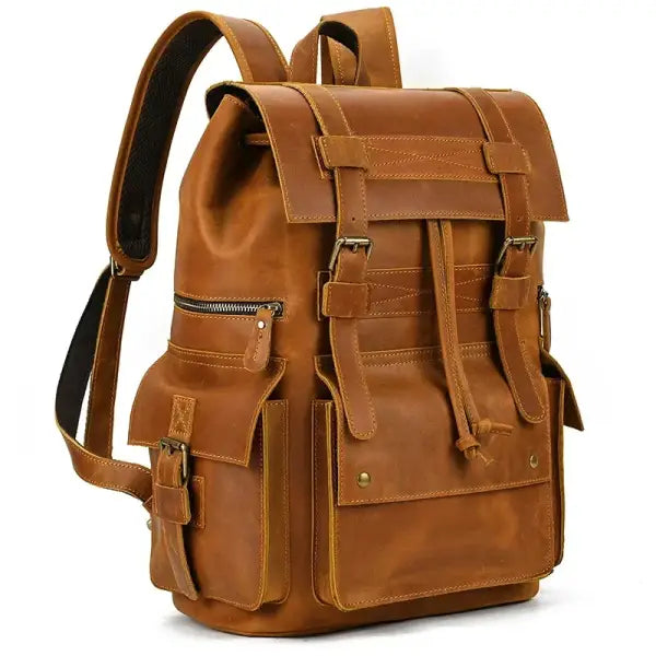 2023 New Arrivals Leather Backpack For Men Male Genuine Leather Laptop Travel Backpack 17 Inch Daypack Shoold Bag Men