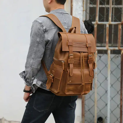 2023 New Arrivals Leather Backpack For Men Male Genuine Leather Laptop Travel Backpack 17 Inch Daypack Shoold Bag Men