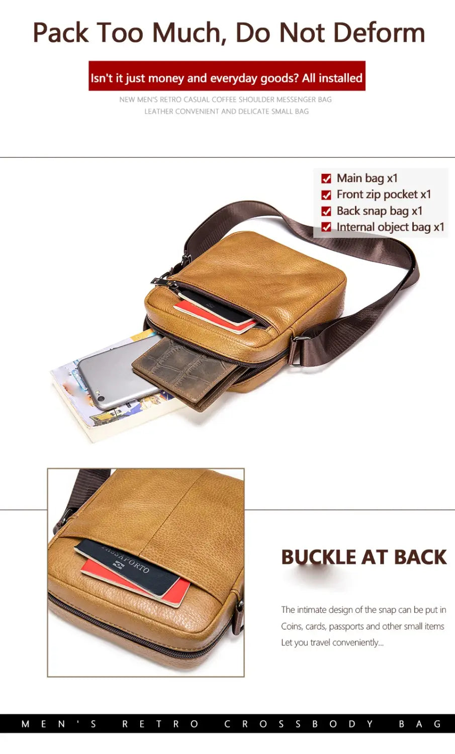 WESTAL Men’s Shoulder Bags Genuine Leather Flap Crossbody Bags for Men Purse Messenger Bags Leather 7362