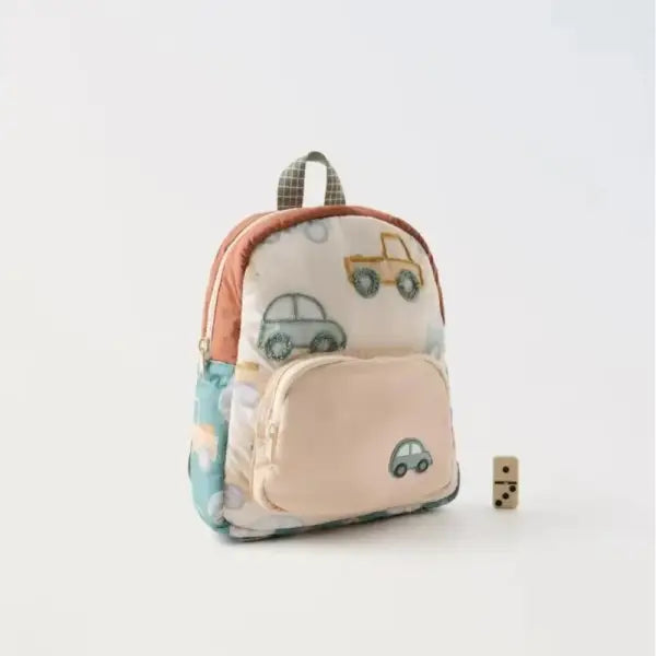 Cartoon Car Embroidery Children’s School Backpack Kindergarten Multifunctional School Bags Lightweight Backpack Boys