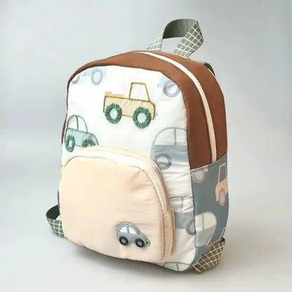 Cartoon Car Embroidery Children’s School Backpack Kindergarten Multifunctional School Bags Lightweight Backpack Boys