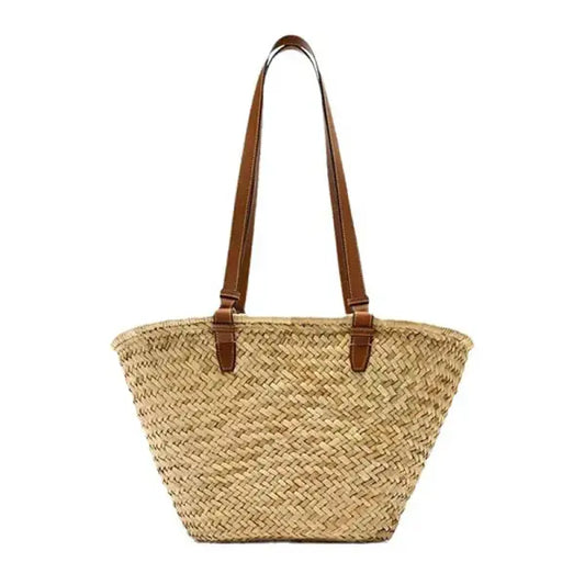 Fashion Large Capacity Straw Basket Bag Handmade Weave Women Shoulder Bags Casual Summer Beach Bag Big Tote Bali
