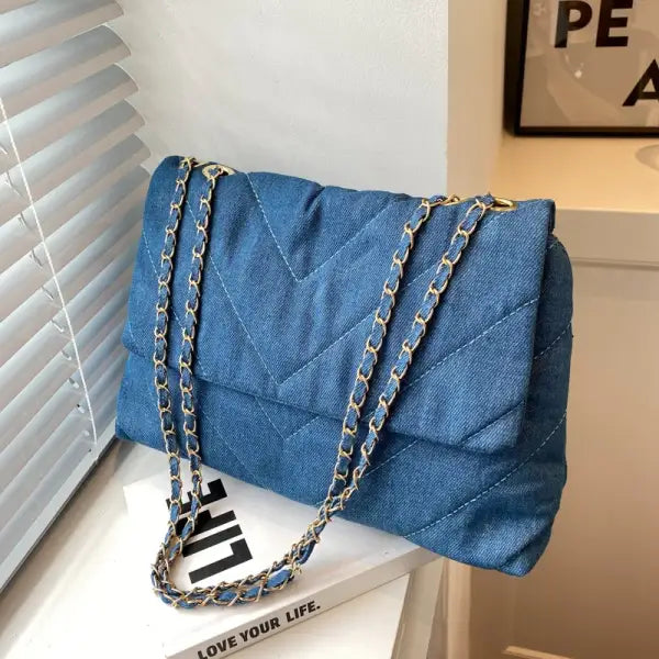 Handbag Woman Fashion Luxury Denim Blue Shoulder Bag Briefcase Messenger Bags Large Capacity Work Study Street Tote Bag