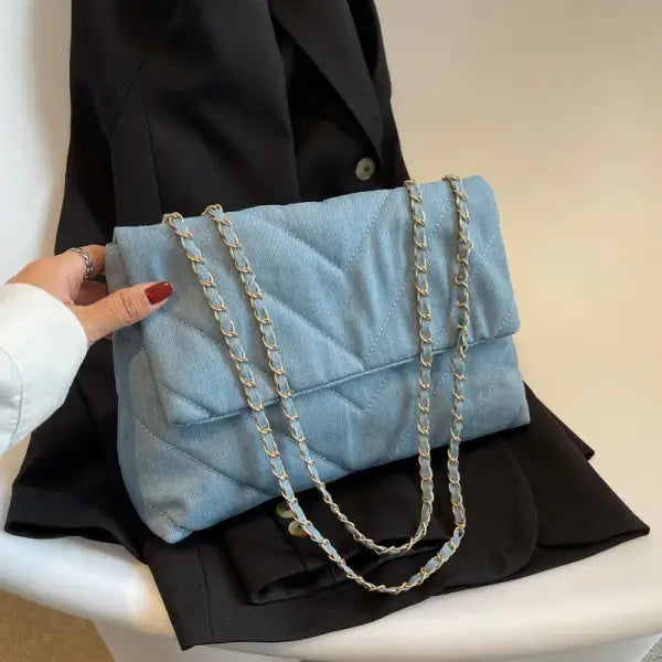 Handbag Woman Fashion Luxury Denim Blue Shoulder Bag Briefcase Messenger Bags Large Capacity Work Study Street Tote Bag