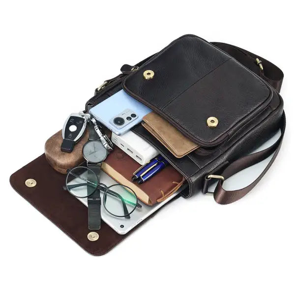 JOYIR Genuine Cowhide Leather Men Vintage Handbags Flap Men’s Shoulder Bags Casual Messenger Bags Fashion Crossbody Bag