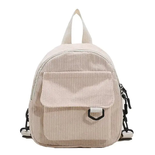 Mini Backpack Solid Color Corduroy Small Backpacks Simple Casual Student Bookbags Traveling Rucksack Fashion Women
