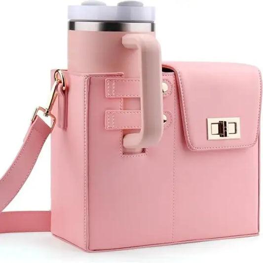 Popular outdoor portable large thermos bottle cap water cup storage bag one shoulder tilt span water cup bag - E