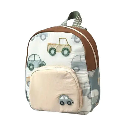 Sac à dos garçon motif voiture 26 x 22 x 10 cm - Beige