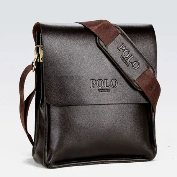 Sac bandoulière homme en cuir véritable – Compact élégant et sécurisé - Marron vertical