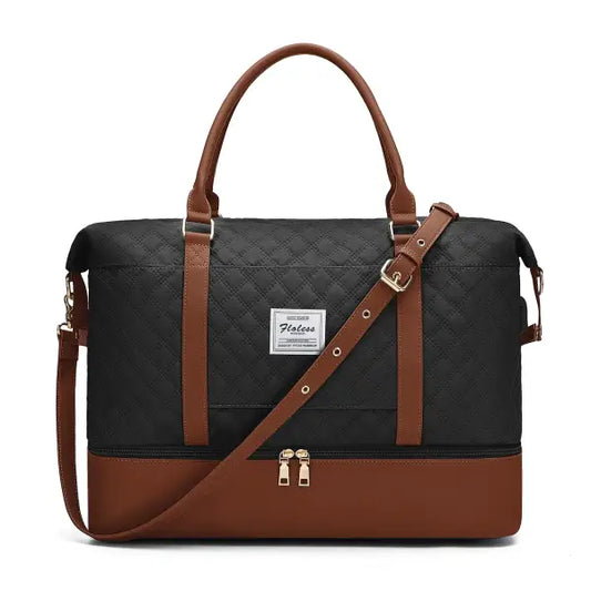 Sac voyage femmes noir parfait pour week end - Noir et marron