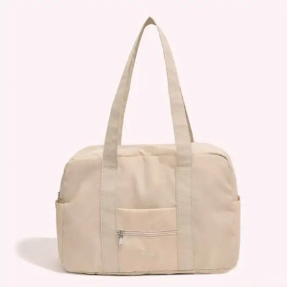 Sac week end femme tissu noir - Beige