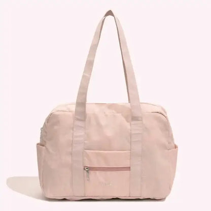 Sac week end femme tissu noir - Rose