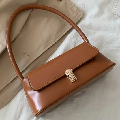 Women Retro Tote Bag Trendy Vintage Underarm Bag Portable Casual PU Leather Solid Color Simple Handle Designer Handbags