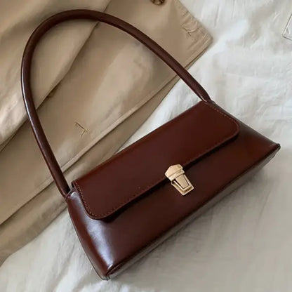 Women Retro Tote Bag Trendy Vintage Underarm Bag Portable Casual PU Leather Solid Color Simple Handle Designer Handbags