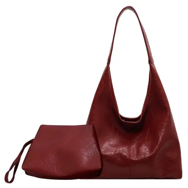 Women Soft Underarm Bag Fashion Hobo Bag and Clutch Versatile 2pcs Shoulder Bag and Handbag Set Satchel Hobo Bag