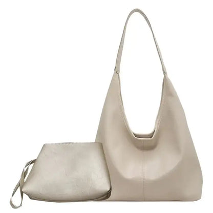 Women Soft Underarm Bag Fashion Hobo Bag and Clutch Versatile 2pcs Shoulder Bag and Handbag Set Satchel Hobo Bag